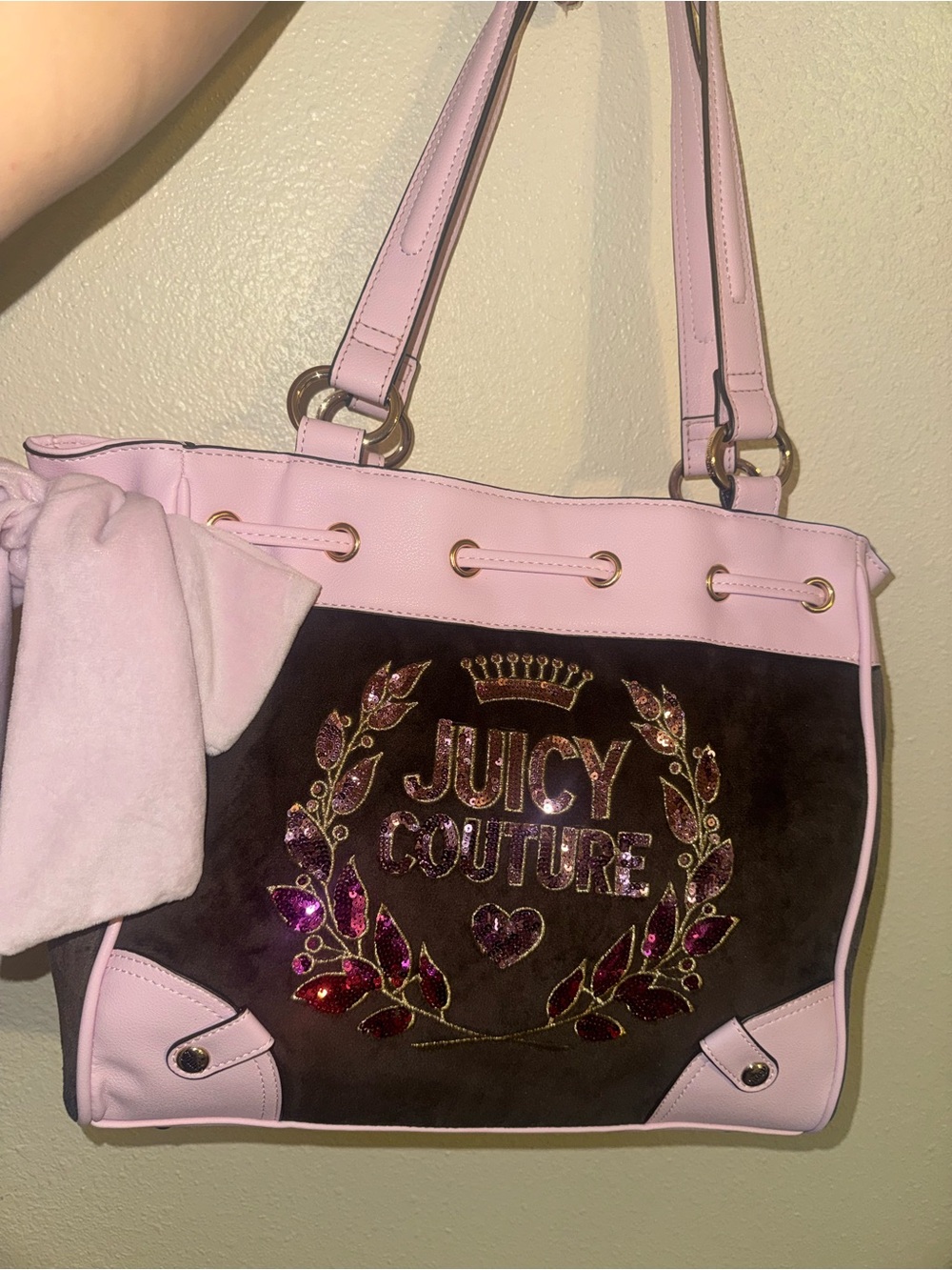 Juicy Couture Juicy Never dies Daydreamer Tote Chocolate Chiffon Pink NWOT